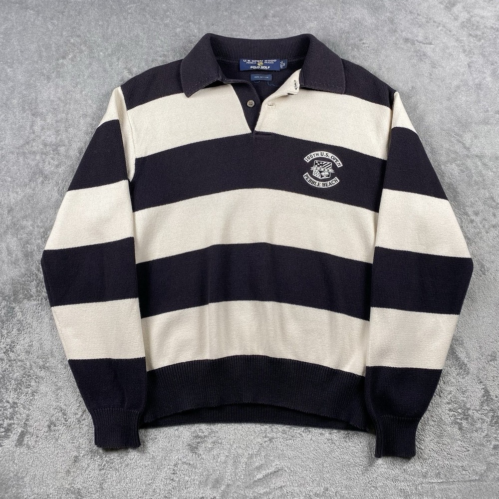 Polo Golf Ralph Lauren Sweater Mens Small 2000 Pebble Beach US Open Collared Y2K